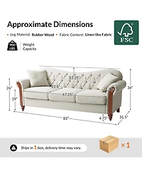 Hulala Home Mario Traditional 83"Wide Tufted Sofa with Solid Wood Legs