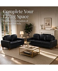 Streamdale Furniture 2-Piece Breathable Faux Leather Sofa Set with Rolled Arms