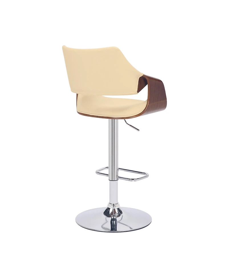 HomeRoots Faux Leather Iron and Wood Adjustable Height Swivel Bar Chair