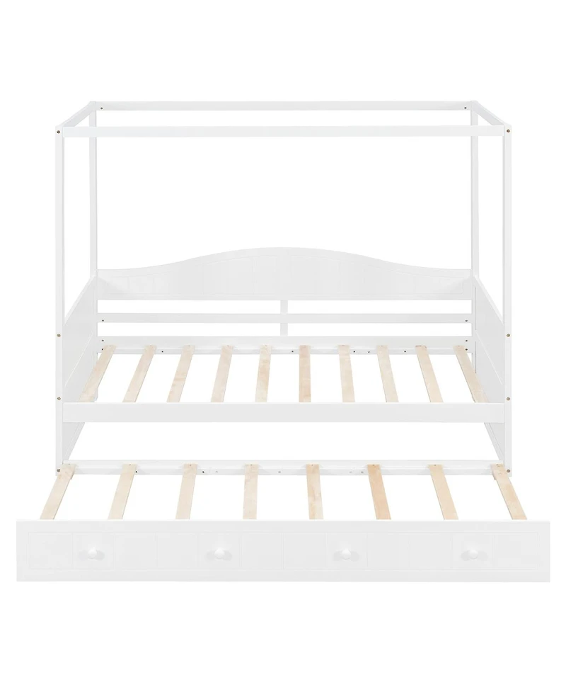 Streamdale Furniture Twin Size Canopy Day Bed with twin size Trundle