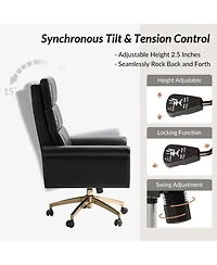 Hulala Home Morpheus 46.5"H Transitional Leather Tilting Adjustable Height Executive Chair with Ergonomic Segmented Back