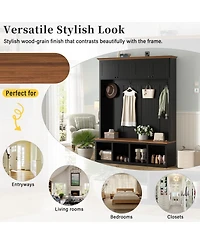 Streamdale Furniture 59''W Farmhouse Hall Tree with Bench, Storage Cabinets, and Coat Hooks