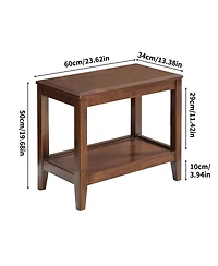 Streamdale Furniture Rustic Solid Wood 2-Tier Side Table with Storage Shelf