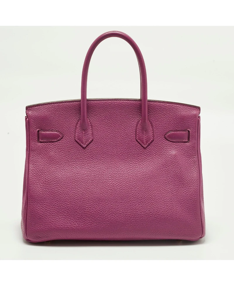 Pre-Owned HERMES women's Anemone Togo Leather Birkin 30 Bag with Hardware