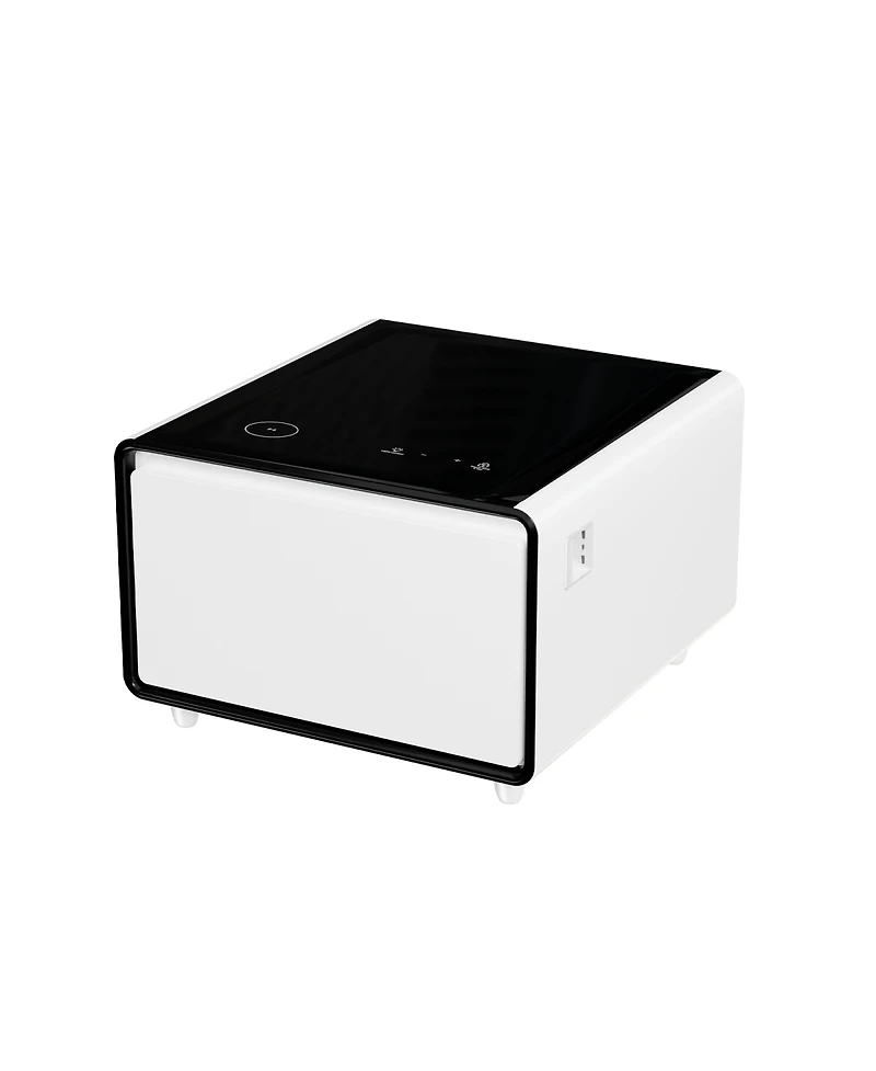 Streamdale Furniture Smart Side Table with Fridge, Wireless Charging, and Power Ports