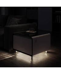 Streamdale Furniture Smart Side Table with Fridge, Wireless Charging, and Power Ports