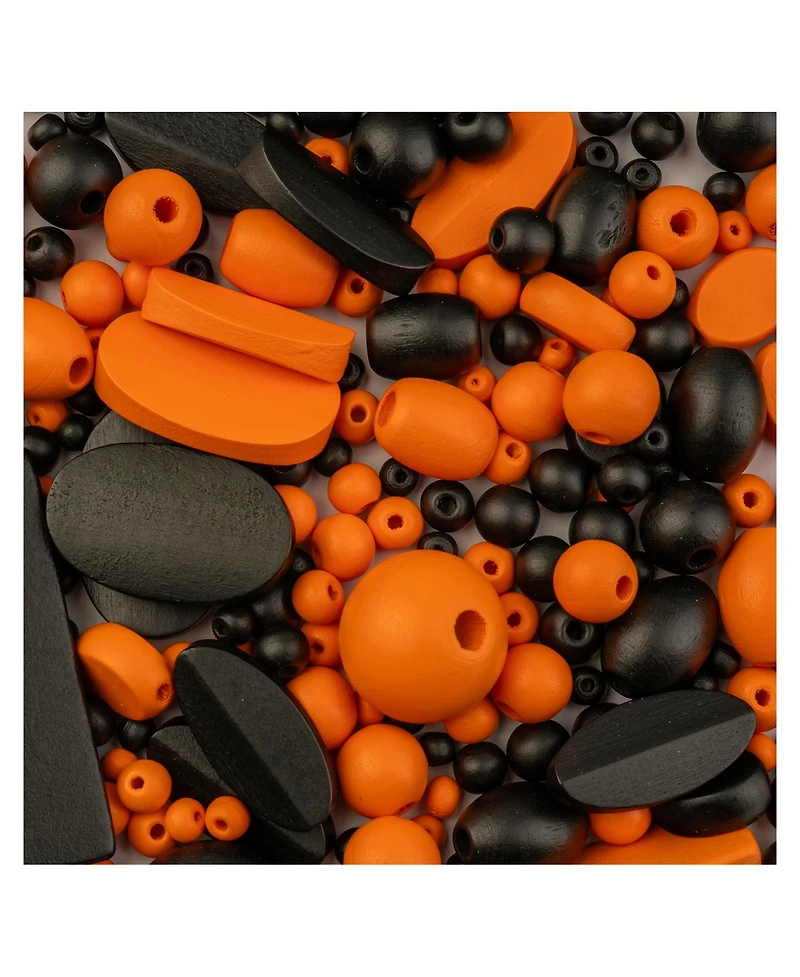 John Bead 90g Craft Wood Beads with Elastic Nylon Cord
