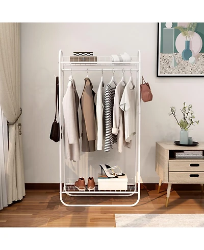 Streamdale Furniture Heavy Duty Rolling Garment Rack with Double Shelves