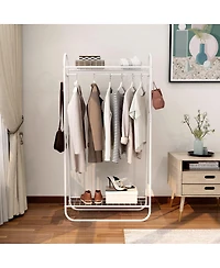 Streamdale Furniture Heavy Duty Rolling Garment Rack with Double Shelves