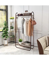 Streamdale Furniture Heavy Duty Rolling Garment Rack with Double Shelves