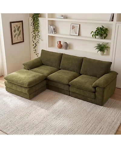 Streamdale Furniture Modular L-Shape Cloud Sofa with Movable Ottoman