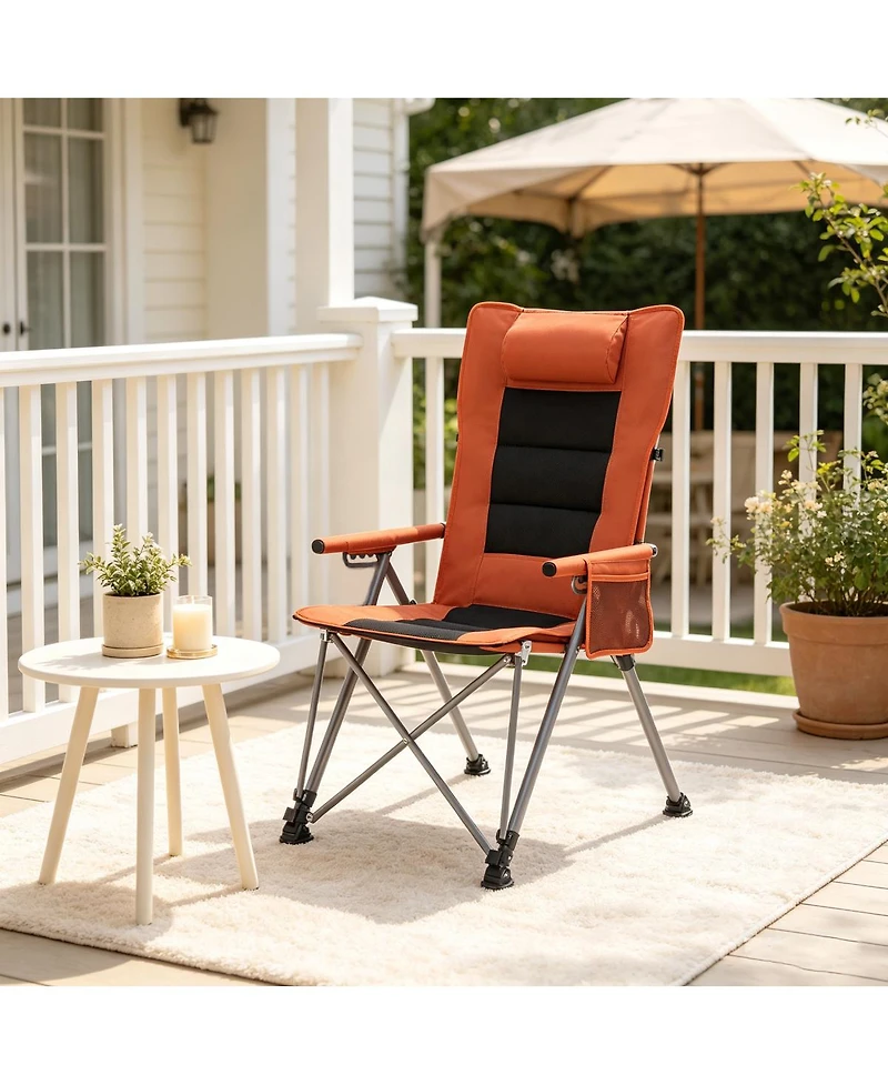 Streamdale Furniture 5-Position Adjustable Reclining Camping Chair with Side Pocket and Carry Bag