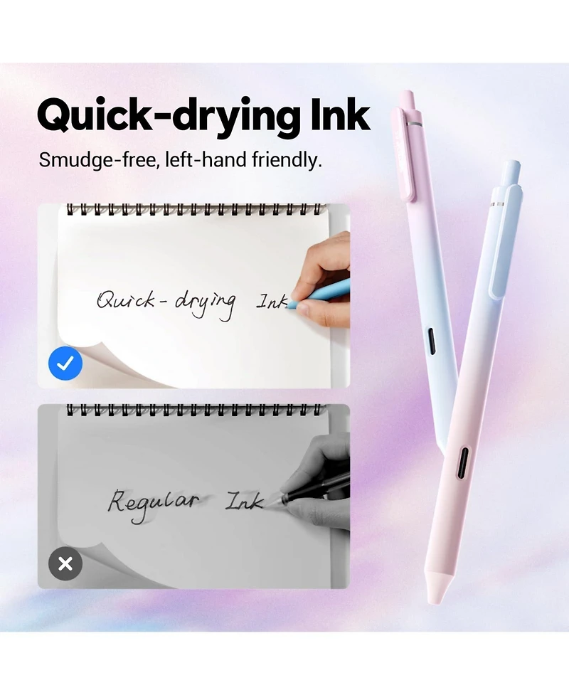 Danrong Retractable Fine Point Pens Soft Grip Smooth Quiet Writing Quick Dry for Journaling Note Taking Sketching