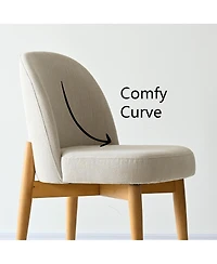 Maison Boucle Modern Upholstered Dining Side Chairs Set of 2, Fabric, Parson with Solid-Wood Legs, 4" Thick Cushion, Full-Back