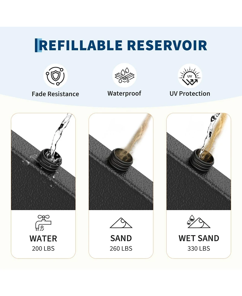 gaomon Fillable Patio Umbrella Base Stand, 220LB Weight Fits 1.5" to 2.1" Poles for Umbrellas