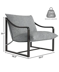 homfan Modern Sling Accent Chair Set of 2 - Comfortable Fabric Armchair with Heavy Duty Metal Frame