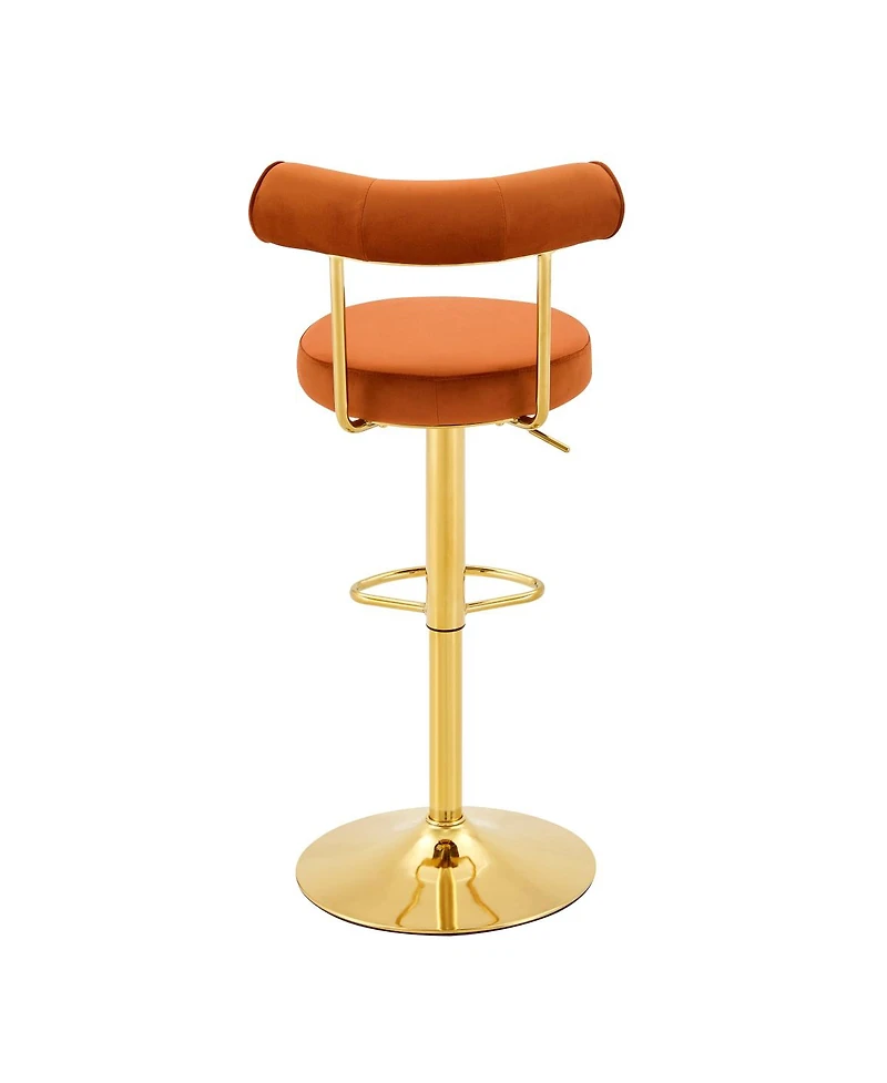 Streamdale Furniture Set of 2 Velvet Swivel Adjustable Bar Stools with Gold Legs