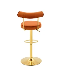 Streamdale Furniture Set of 2 Velvet Swivel Adjustable Bar Stools with Gold Legs