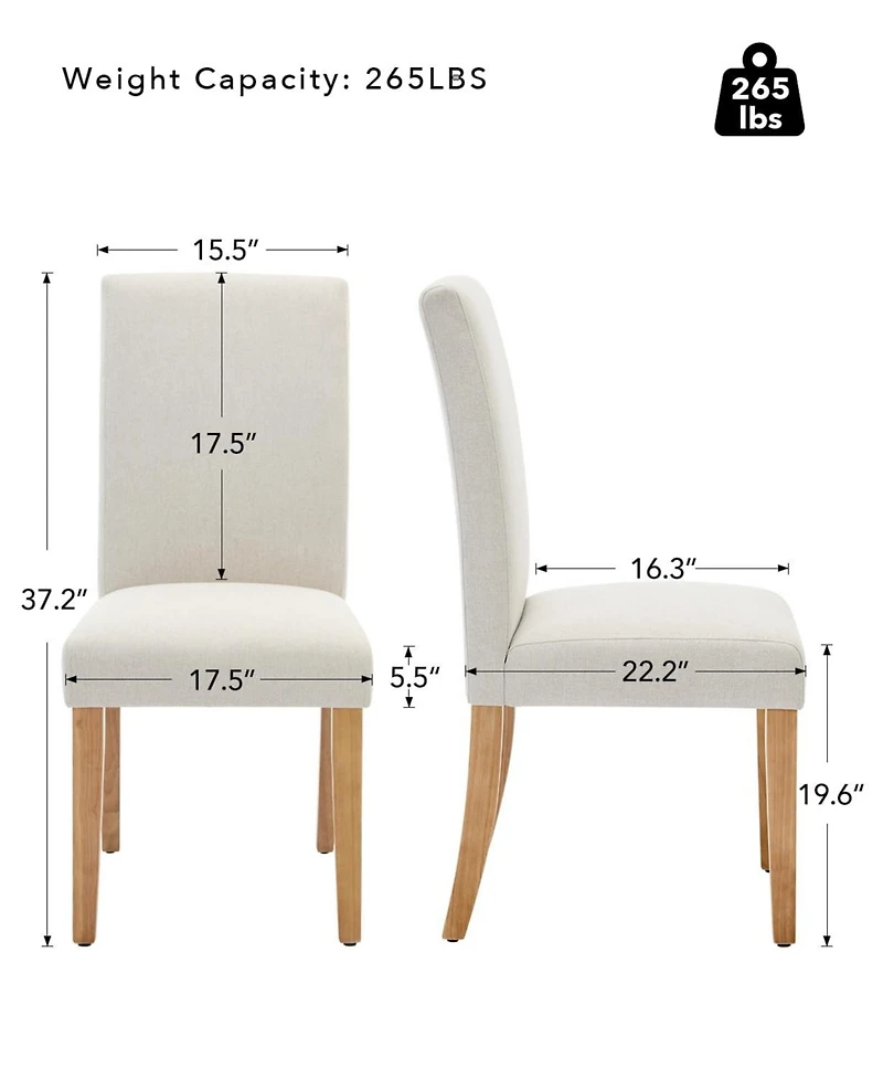 homfan Upholstered Parsons Dining Chairs Set of 2, Farmhouse Kitchen Chairs, Upholstered Linen Accent Chairs for Home Kitchen/Dining Room