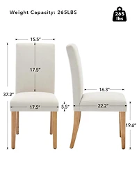 homfan Upholstered Parsons Dining Chairs Set of 2, Farmhouse Kitchen Chairs, Upholstered Linen Accent Chairs for Home Kitchen/Dining Room