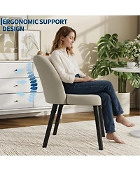 homfan Dining Chair Set of 4, Upholstered Room Chairs with Curved Backrest, Metal Frame, Modern Kitchen for Living