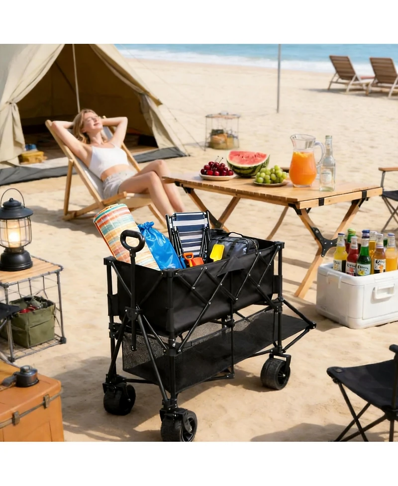 Gnuadz Double Decker Wagon Collapsible Tailgate All-terrain Utility Cart Camping