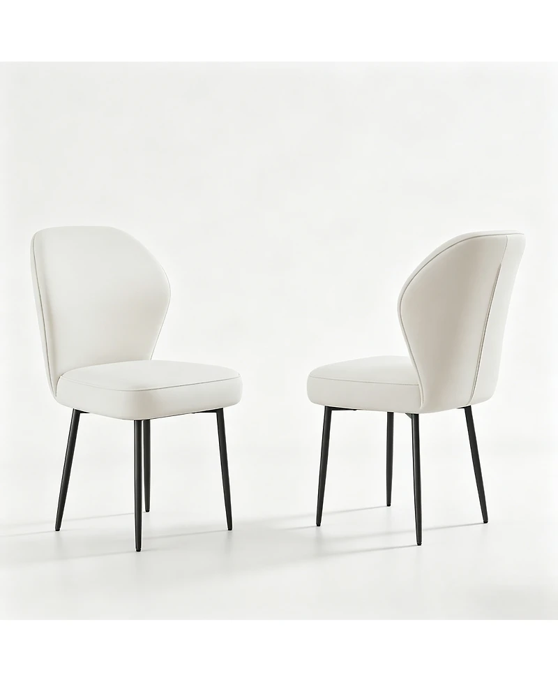 homfan Set of 2 Fabric Upholstered Dining Chairs with Metal Legs, Modern Side Chairs