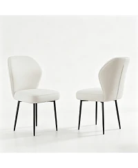 homfan Set of 2 Fabric Upholstered Dining Chairs with Metal Legs, Modern Side Chairs