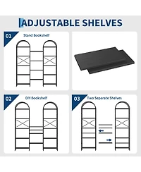 gaomon 5-Tier Arched Bookshelf Industrial Storage Rack with Open Shelves
