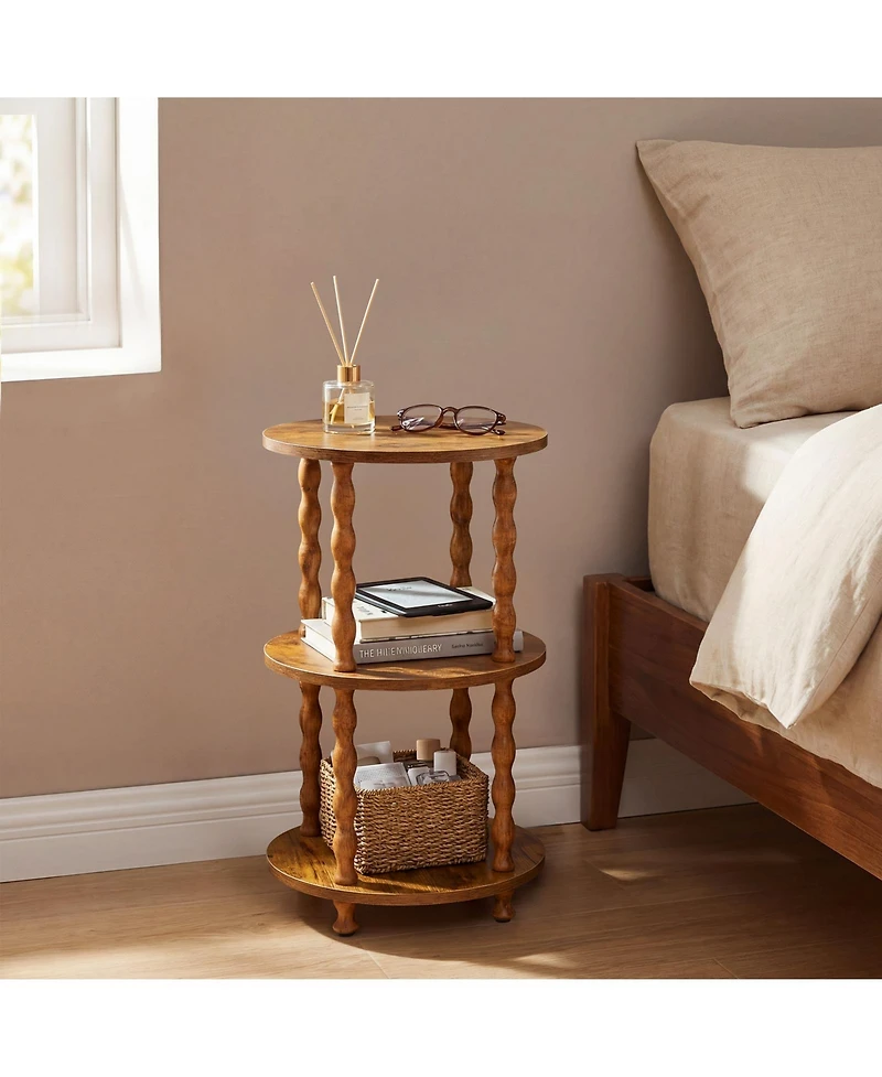 gaomon Three-Tier Spiral-Leg Round Side Table-a compact coffee table perfect for the living room, bedroom, balcony, or study