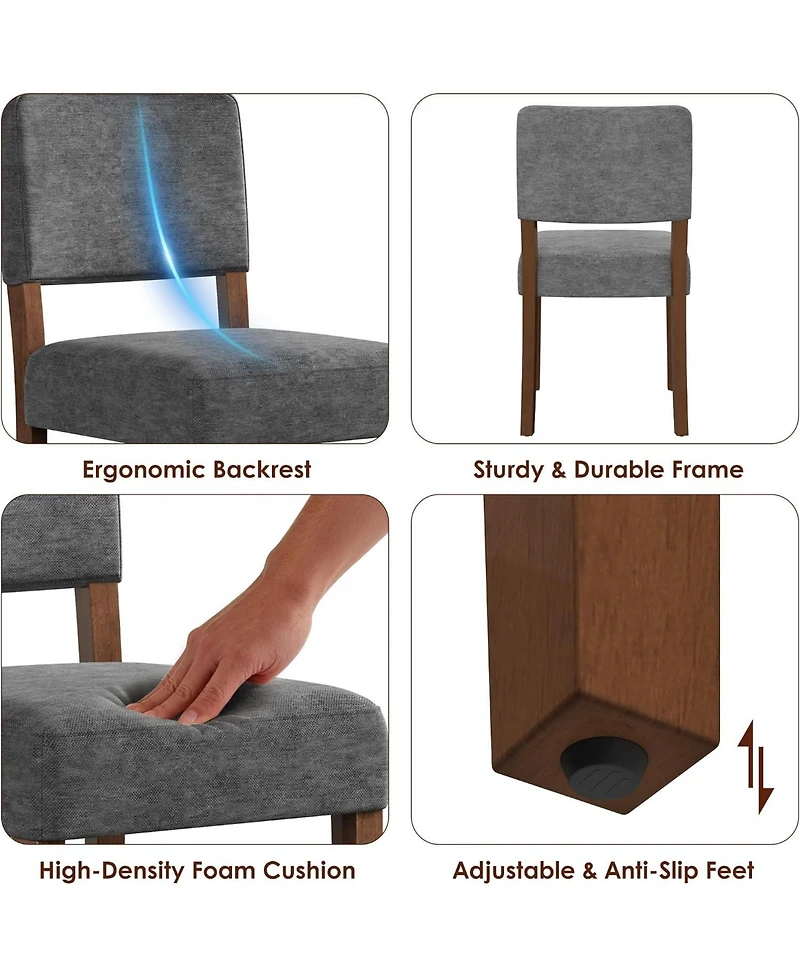 gaomon Set of Upholstered Dining Chairs with Wood Legs