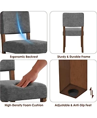 gaomon Set of Upholstered Dining Chairs with Wood Legs
