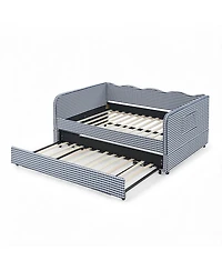Streamdale Furniture Gingham Upholstered 3-in-1 Full-Size Daybed with Trundle and Storage