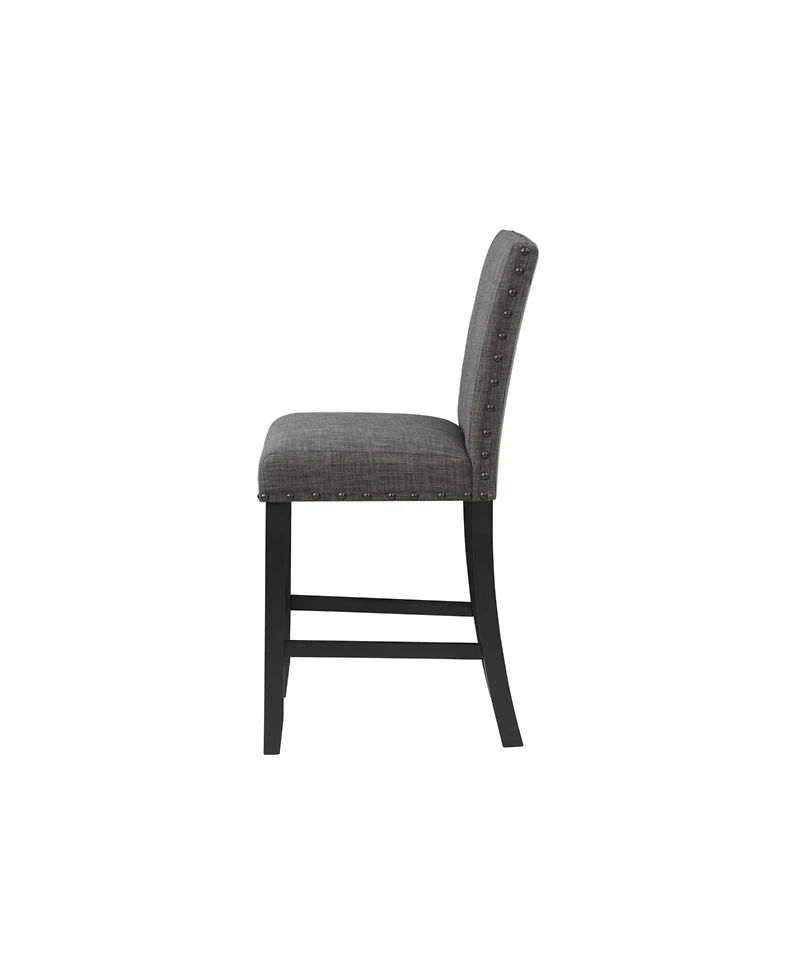 HomeRoots Set of 2 26" Wood and Fabric Counter Height Bar Chairs