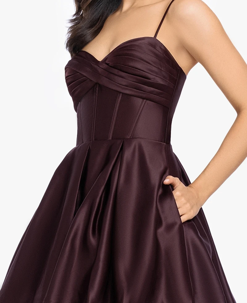 Blondie Nites Juniors' Sweetheart Spaghetti Strap Fit-And-Flare Mini Dress