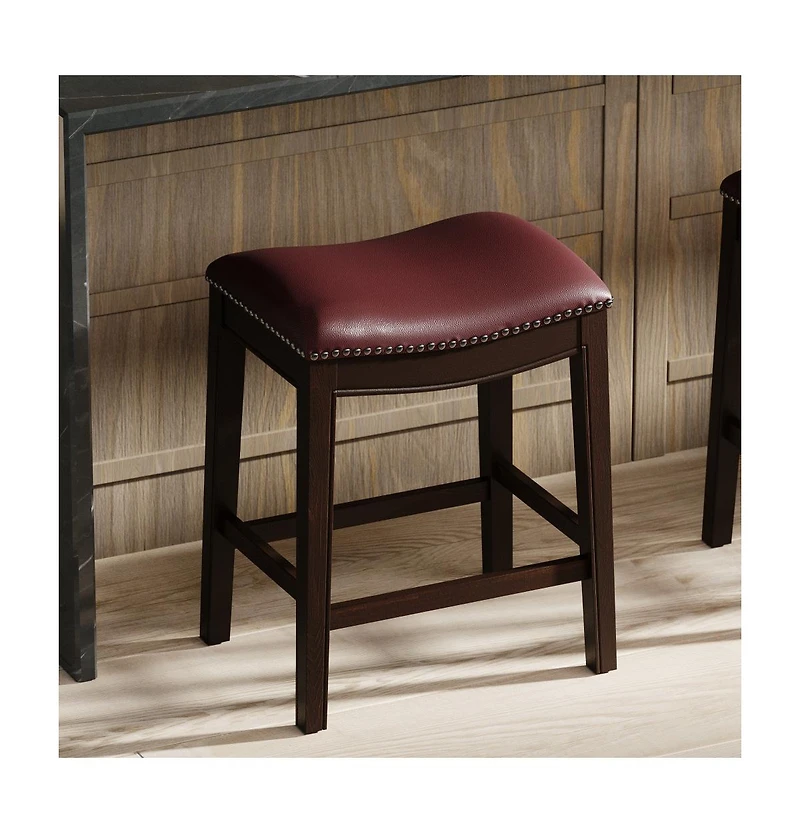 HomeRoots 26" Solid Wood Backless Counter Height Bar Chair