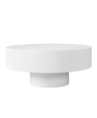 Streamdale Furniture Fluted Round Pedestal Coffee Table - Mid Century Modern