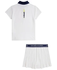Polo Ralph Lauren Girls' 7-16 Us Open Short-Sleeve Shirt and Pleated Skirt, 2-Piece Set