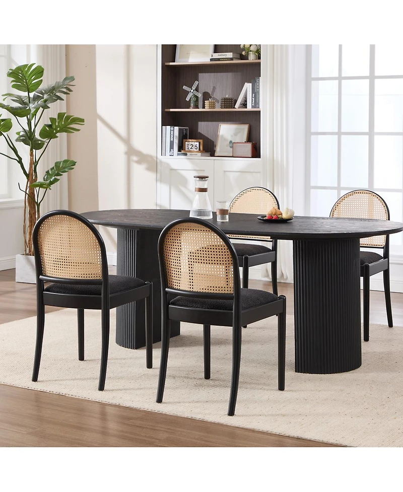 Streamdale Furniture Rattan Upholstered Dining Chairs, Set of 2