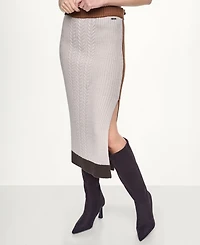 Dkny Jeans Women's Color Block Ribbed Midi Pencil Skirt