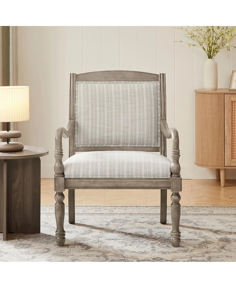 Streamdale Furniture Vintage Upholstered Accent Chair with Solid Wood Frame and Spindle Legs