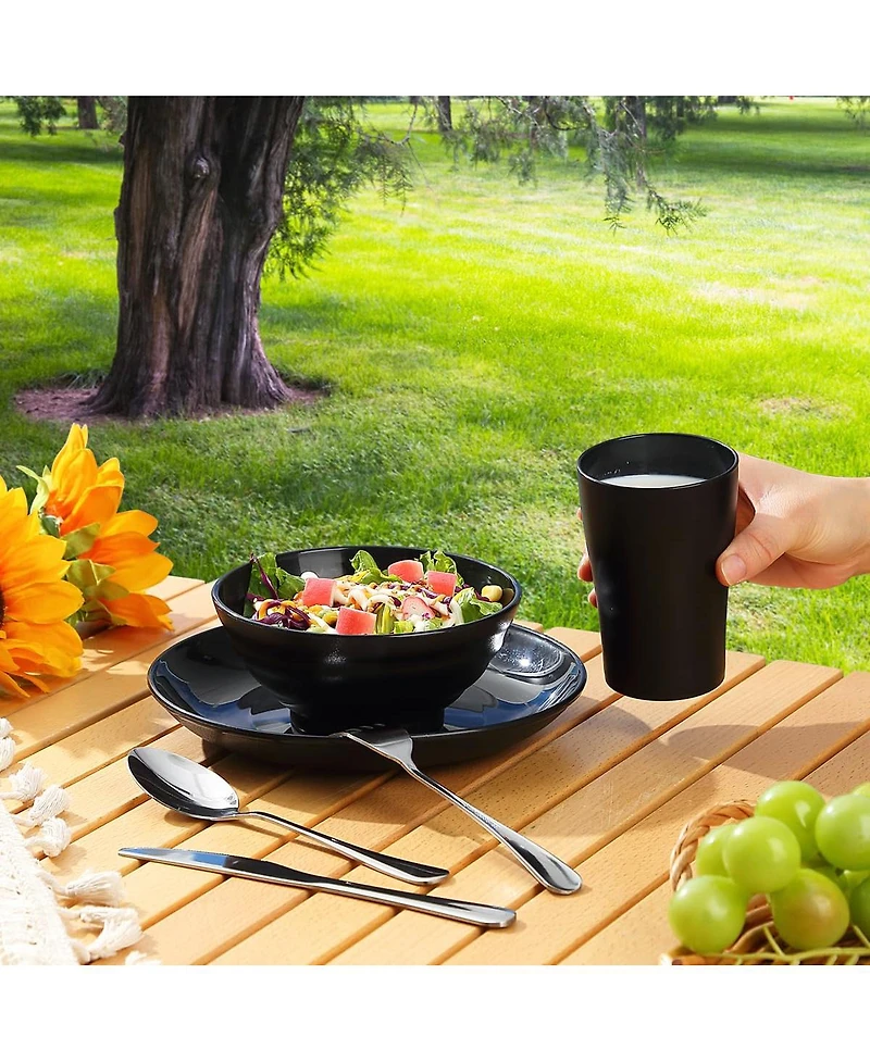 Piscifun Portable Camping Travelware Set Plastic Plates Cups Stainless Steel Cutlery Mess Kit