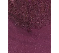Seni & Cade Juniors' Corset Lace Glitter Satin Dress