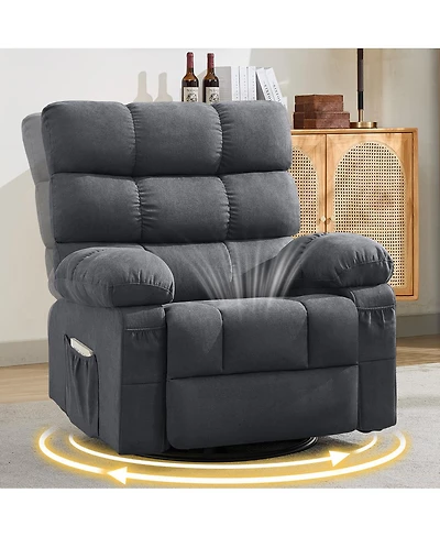 Streamdale Furniture 360 Swivel Rocker Recliner Chair with Side Pockets for Living Room
