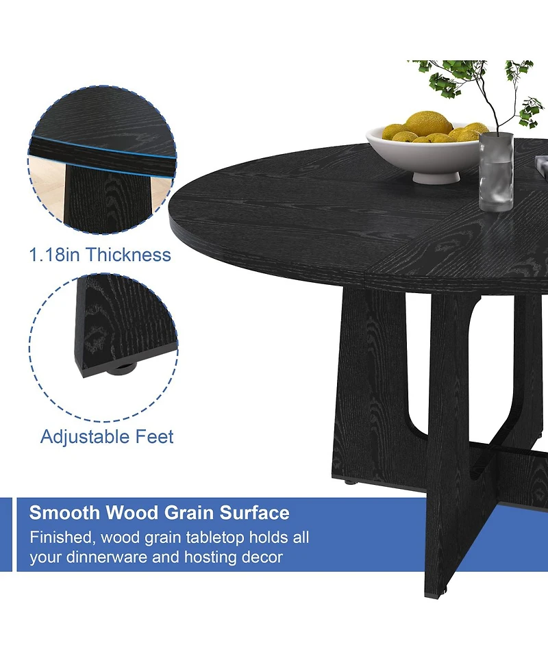 Streamdale Furniture 47-Inch Farmhouse Round Dining Table for 4