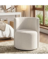 Maison Boucle Makeup Vanity Chair, Textured Tub Chair with Hidden Casters, Barrel Back Accent for Desk, Compact Seating