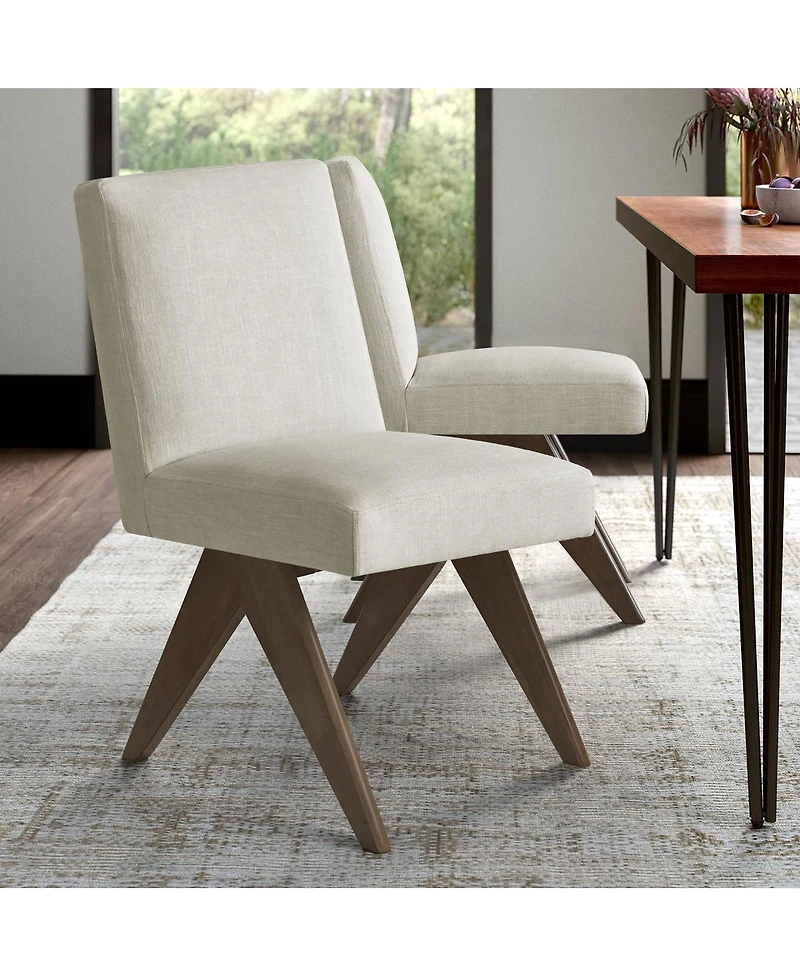 Maison Boucle Upholstered Dining Chairs Set of 2, Solid Wood Legs, Padded Full Back, Modern Side