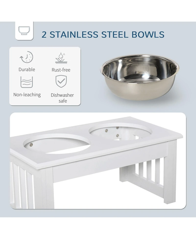 Ruie 6 in Small Elevated Dog Feeding Station with Stainless Steel Bowls