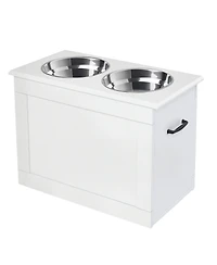 Ruie Raised Pet Feeding Station with Stainless Steel Bowls and Storage Base