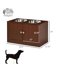 Ruie Elevated Dog Bowls Stand with Storage Cabinet and Magnetic Doors